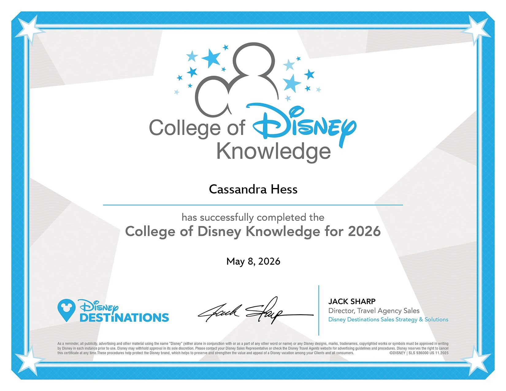 CollegeofDisneyKnowledgeCertificate CollegeofDisneyKnowledgeCertificate